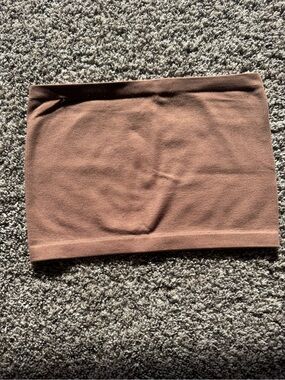 Bozzolo Brown Ribbed Tube Top - Stretch Knit
